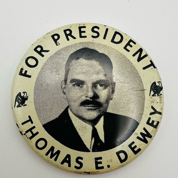 Other - 1944 Thomas E. Dewey For President Pinback Button 1.75” Original